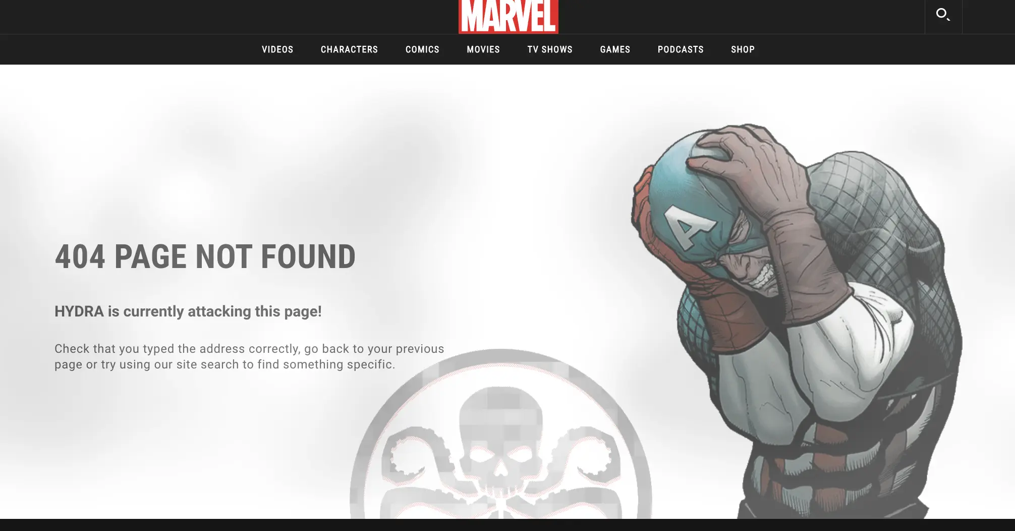 marvel 404 page