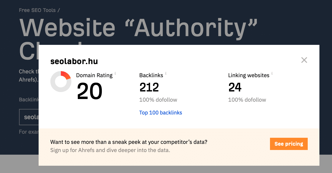 domain authority rating ingyen megnezese